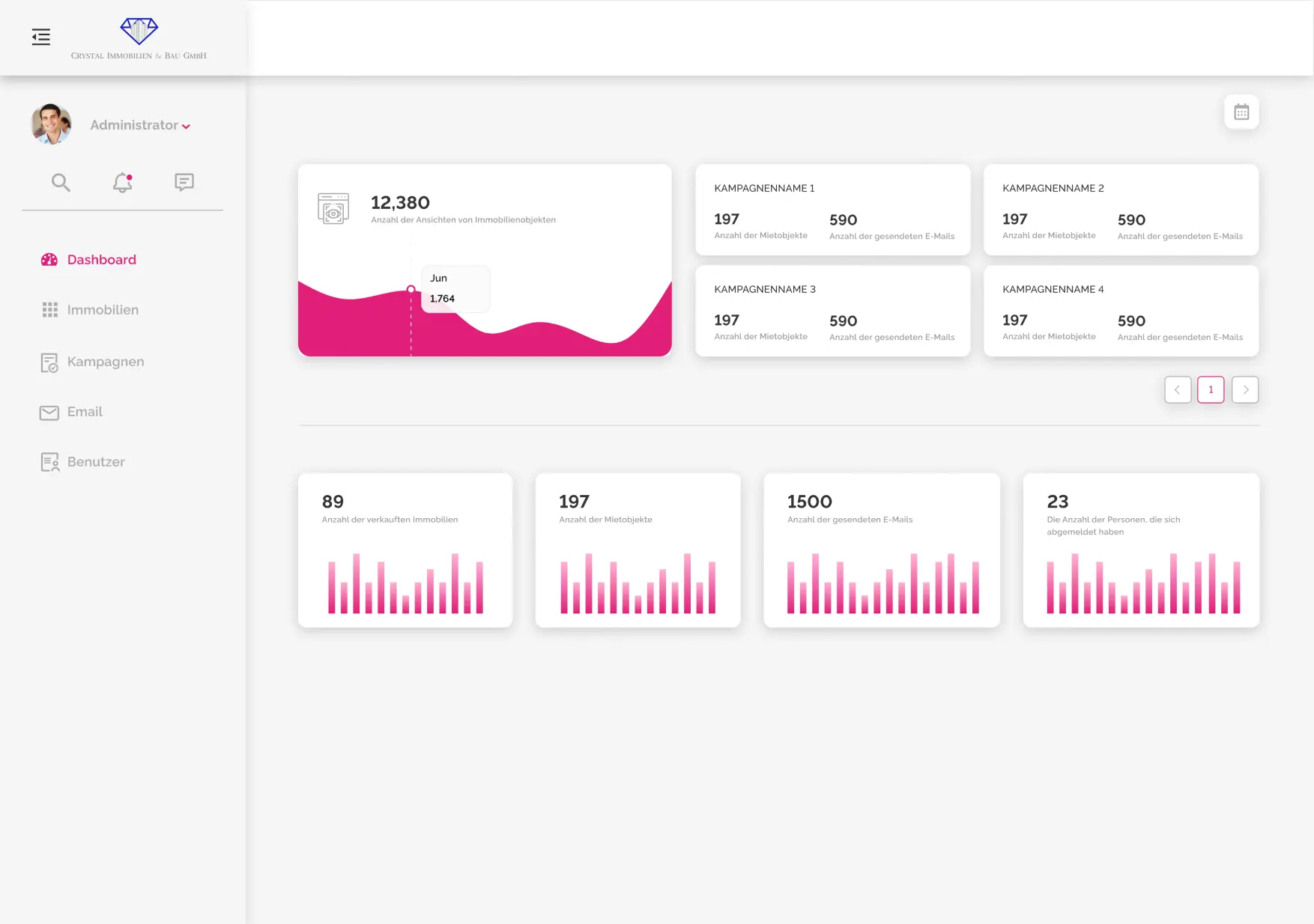 Crystal Immobilien Dashboard