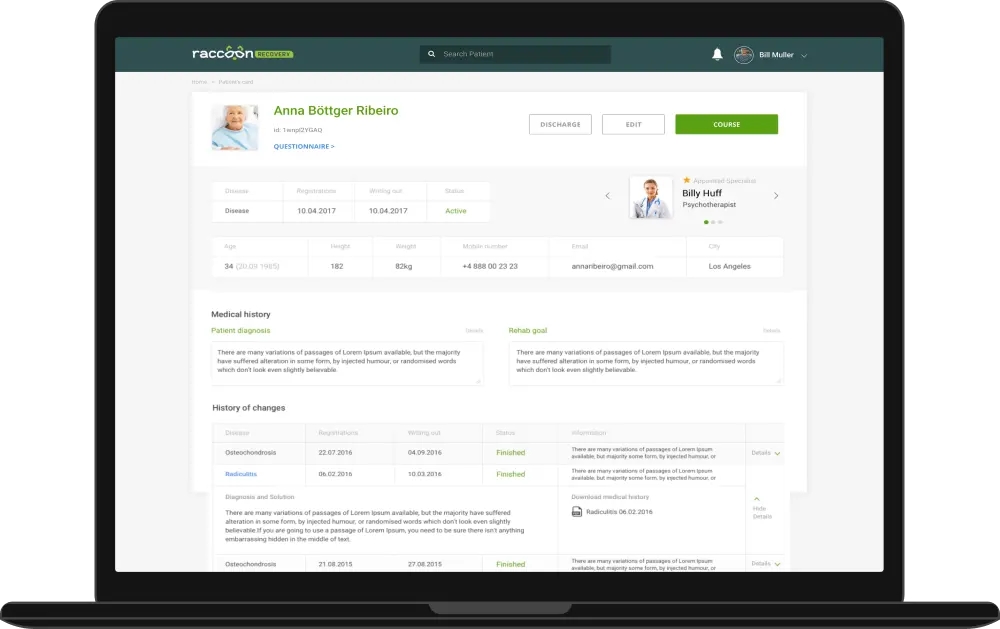 Raccoon Patient profile