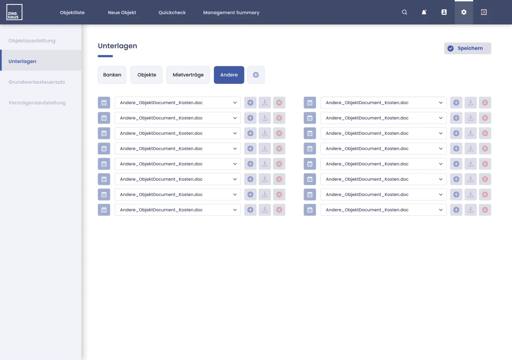 Zinshaus Profile settings
