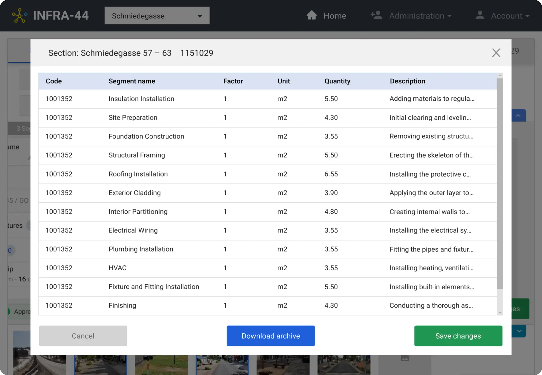 Infra 44 Segment details