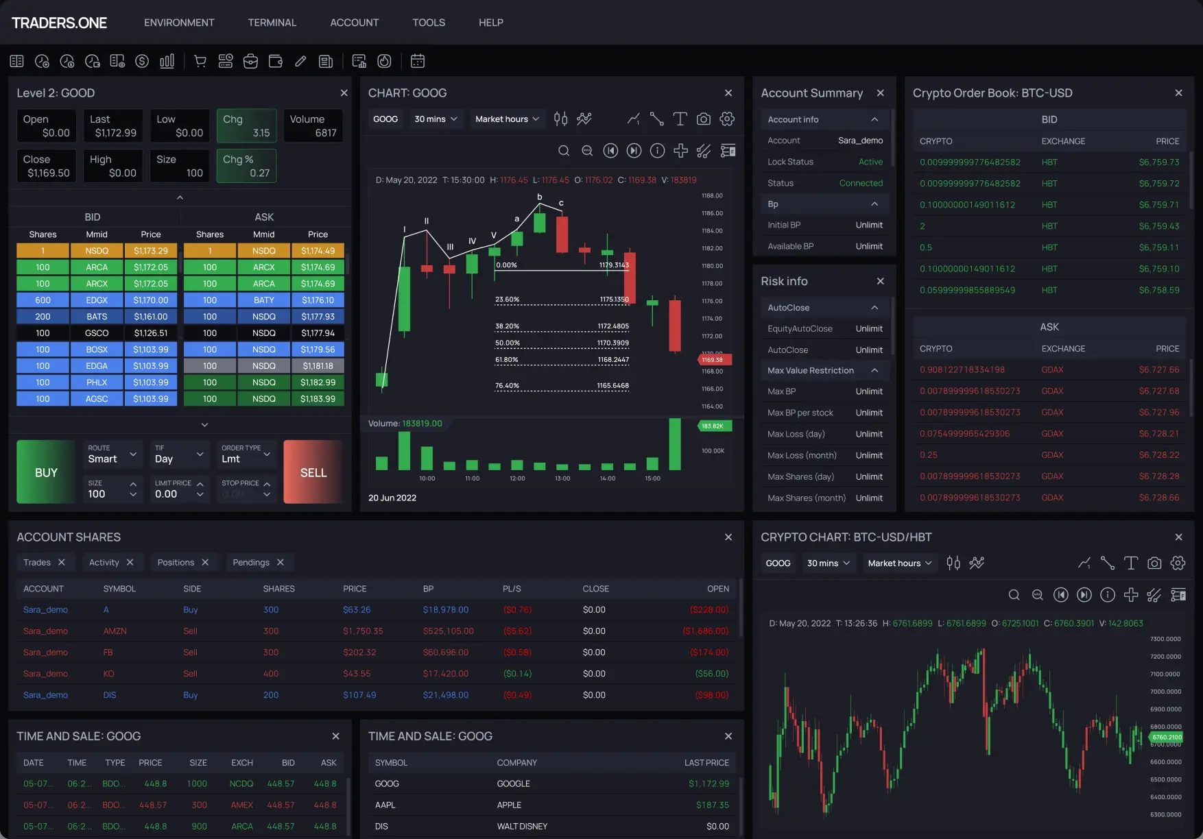 Traders One Account panel