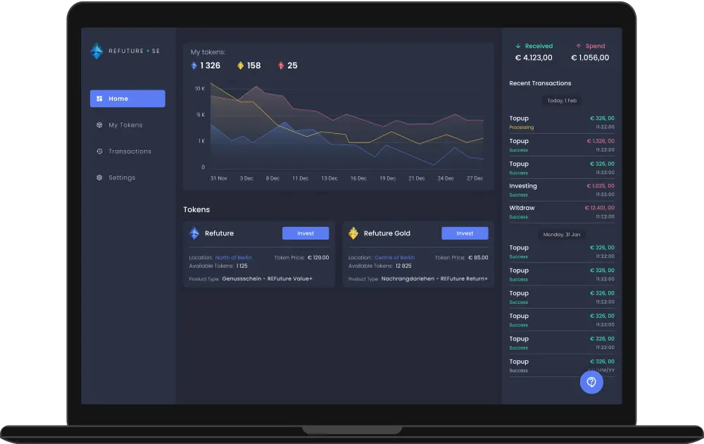 Refuture Tokenized asset dashboard