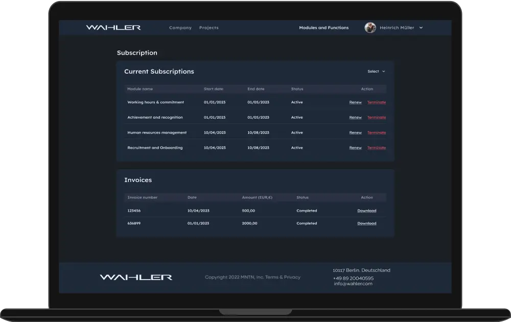 Wahler Subscription model management