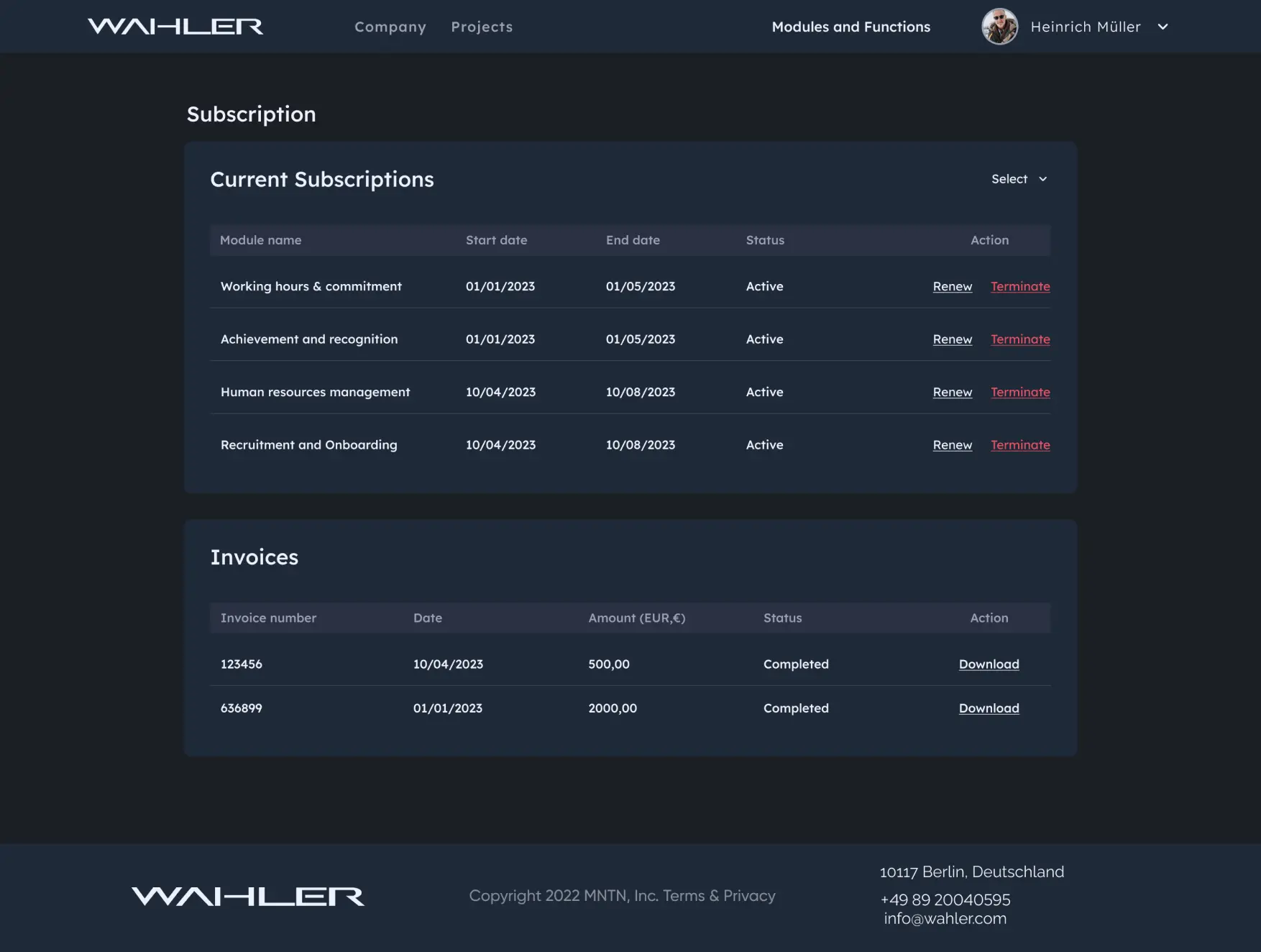 Wahler Subscriptions