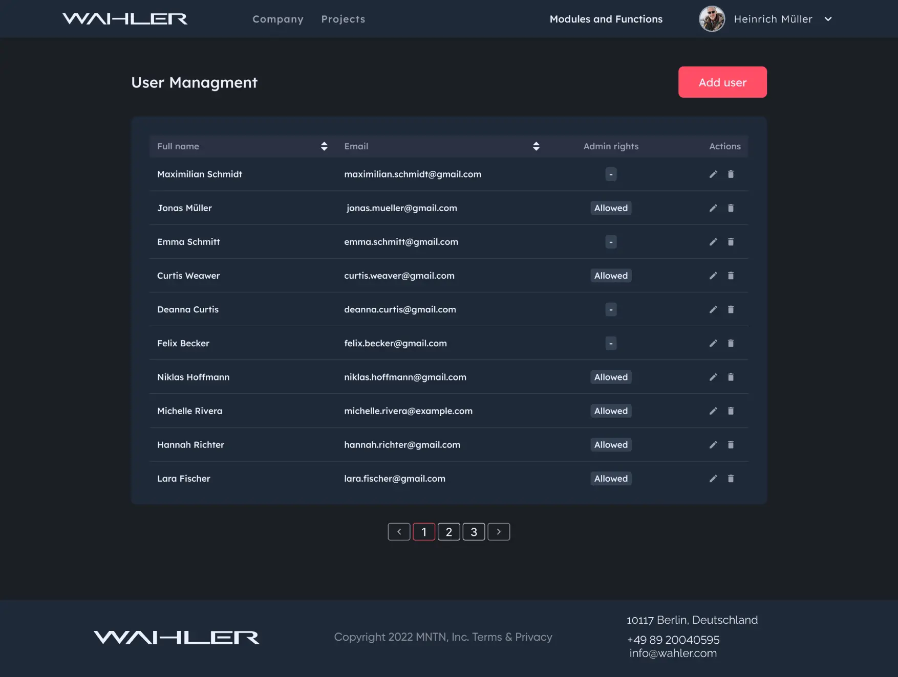 Wahler User management