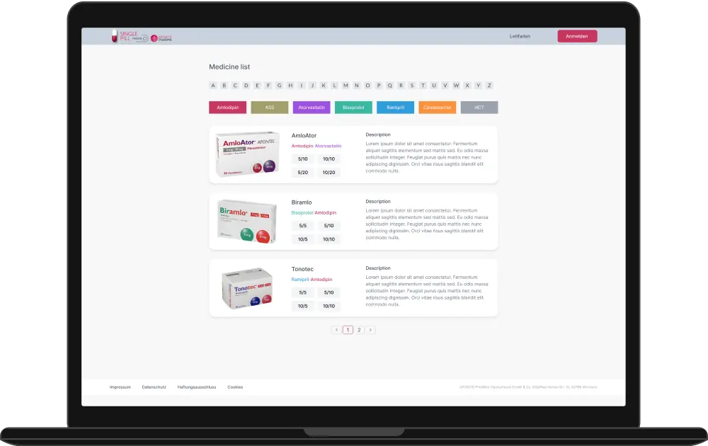 Apontis List of medicine